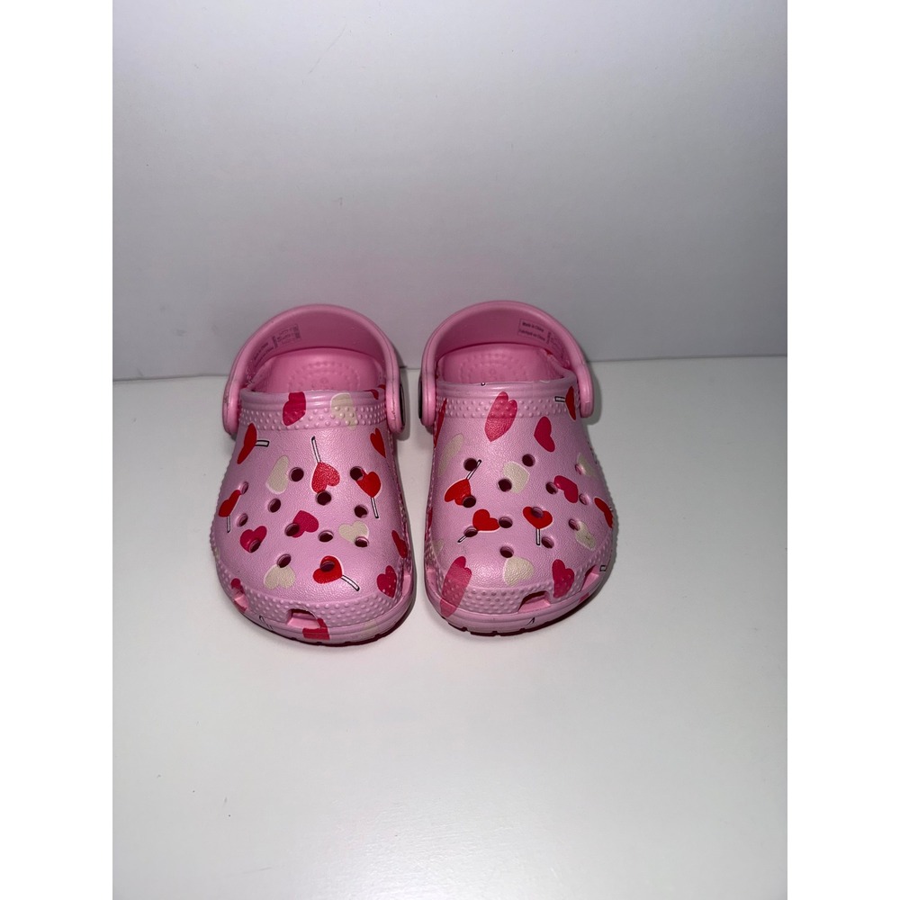 Crocs Toddler Classic Clog Pink Heart Lollipop Print Shoes Size C5